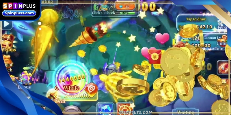 The aesthetic of 3 Gods Fishing uses deep ocean blue as the primary theme